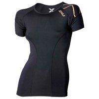 Женская компрессионная элитная футболка 2XU WA3015b (чёрный / золотой)