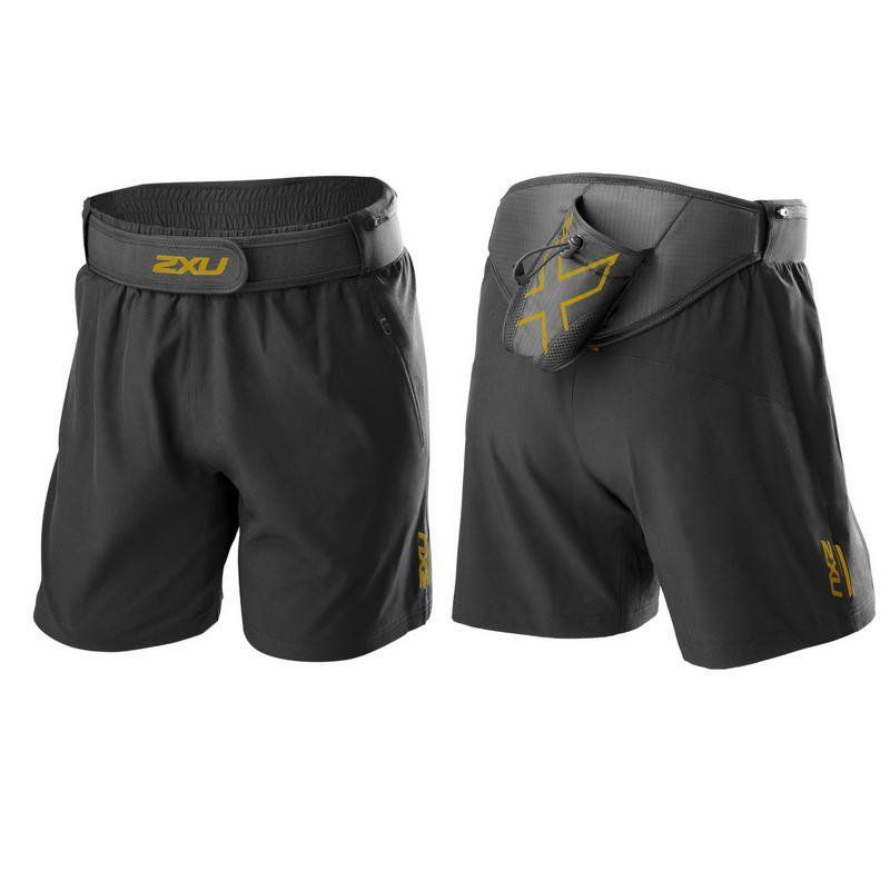 Мужские шорты для бега Project X 2XU MR3128b (чёрный / золотой)