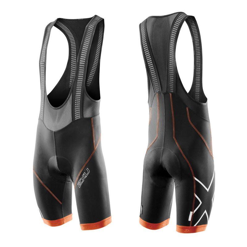 Мужские компрессионные шорты для велоспорта с лямками 2XU MC2742b (чёрный / оранжевый)
