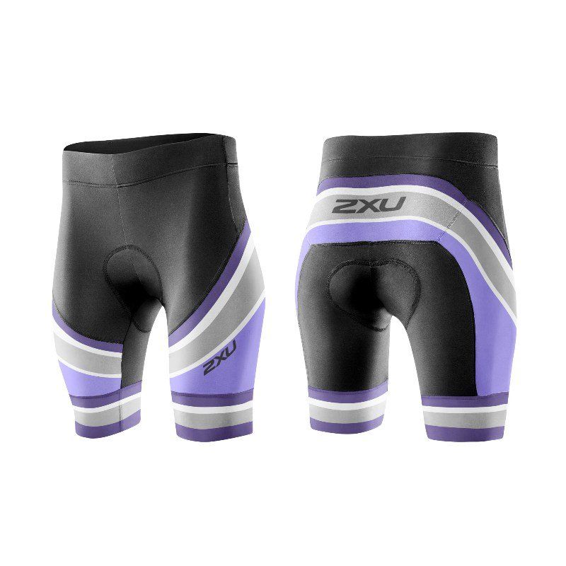 Женские шорты для велоспорта 2XU WC3270b (чёрный / фиолетовый)