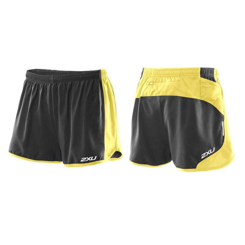 Мужские шорты для бега 2XU MR3139b (чёрный / жёлтый)