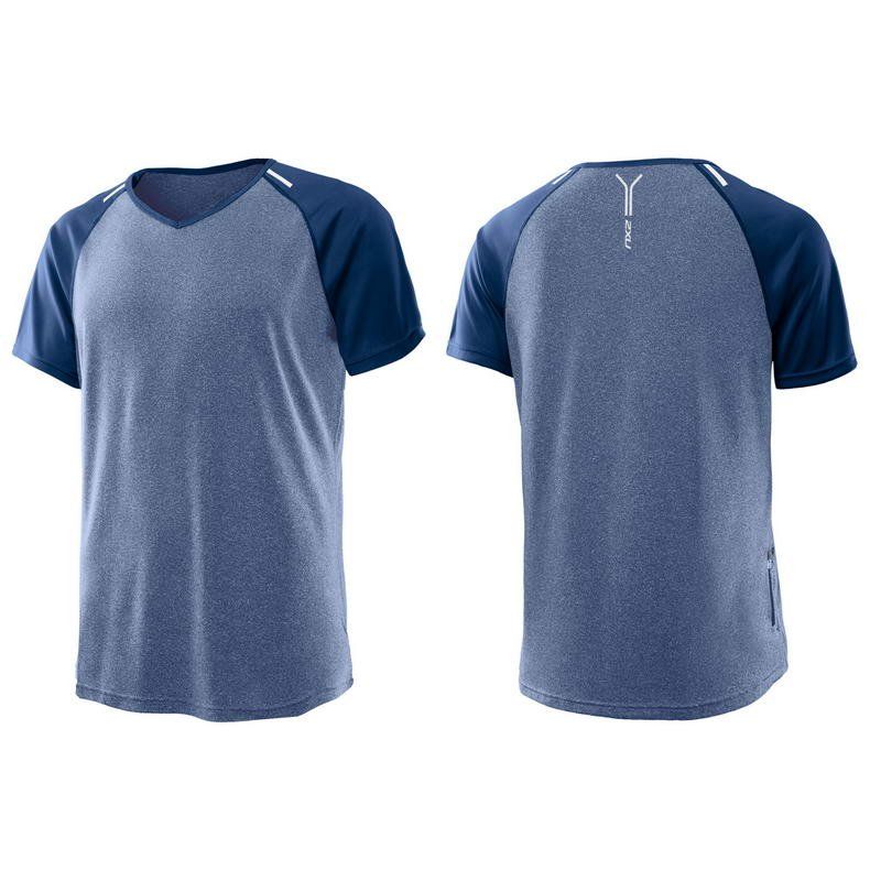 Мужская футболка для бега 2XU MR3148a (голубой / небесно-синий)