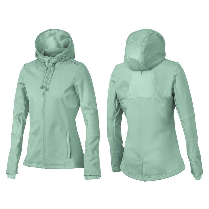 Женская спортивная куртка для бега с капюшоном 2XU WR3481a (мятный / мятный)
