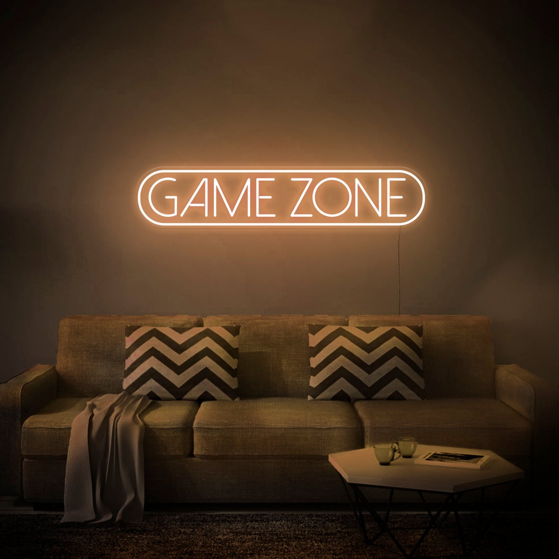 Неоновая LED вывеска NeonSignDecor Игрозона (GAME ZONE) 51х10 см + диммер для яркости в ПОДАРОК!