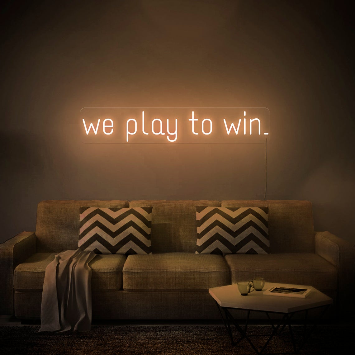 Неоновая LED вывеска NeonSignDecor Играем (We play to win) 89х18 см + диммер для яркости в ПОДАРОК!