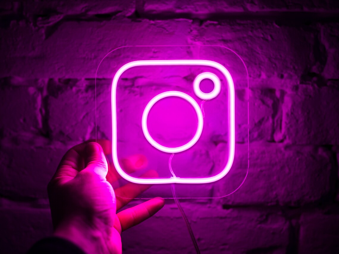 Неоновая LED вывеска NeonSignDecor Instagram 22х22 см + диммер для регулировки яркости в ПОДАРОК!