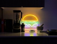 Неоновая LED вывеска NeonSignDecor Бургер 50х50 см + диммер для регулировки яркости в ПОДАРОК!