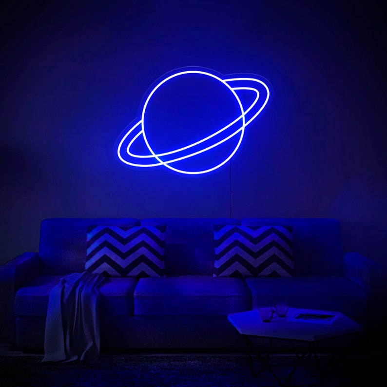 Неоновая LED вывеска NeonSignDecor Сатурн 64х43 см + диммер для регулировки яркости в ПОДАРОК!