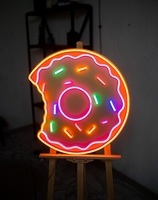 Неоновая LED вывеска NeonSignDecor Укушенный пончик 50х50 см + диммер в ПОДАРОК!