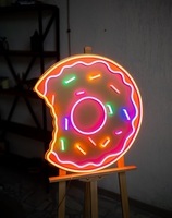 Неоновая LED вывеска NeonSignDecor Укушенный пончик 60х60 см + диммер в ПОДАРОК!