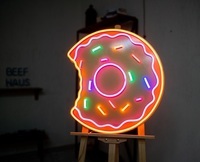 Неоновая LED вывеска NeonSignDecor Укушенный пончик 60х60 см + диммер в ПОДАРОК!