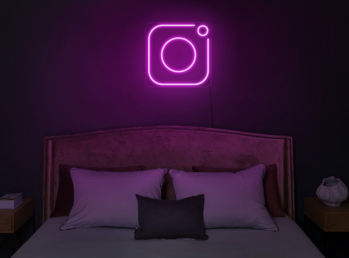 Неоновая LED вывеска NeonSignDecor Знак Instagram 60х60 см + диммер для яркости в ПОДАРОК!