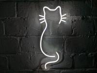 Неоновая LED вывеска NeonSignDecor Кошка 55x24 см + диммер для регулировки яркости в ПОДАРОК!