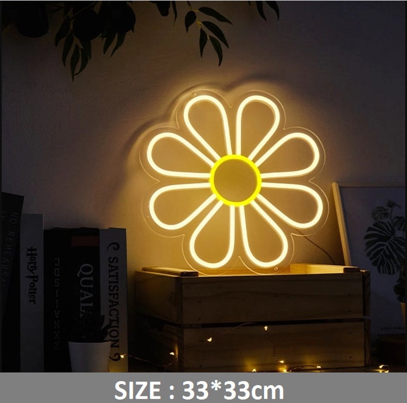 Неоновая LED вывеска NeonSignDecor Цветок 33x33 см + диммер для регулировки яркости в ПОДАРОК!