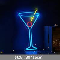 Неоновая LED вывеска NeonSignDecor Бокал Мартини 30x15 см + диммер для яркости в ПОДАРОК!