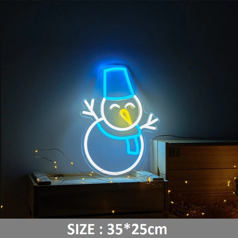 Неоновая LED вывеска NeonSignDecor Рождественский Снеговик 35x25 см + диммер в ПОДАРОК!